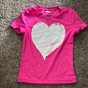 Old Navy Pink and White Heart Short Sleeve Tee